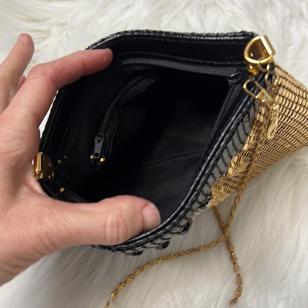 Black gold & silver vintage purse chain mesh - Picture 5 of 8